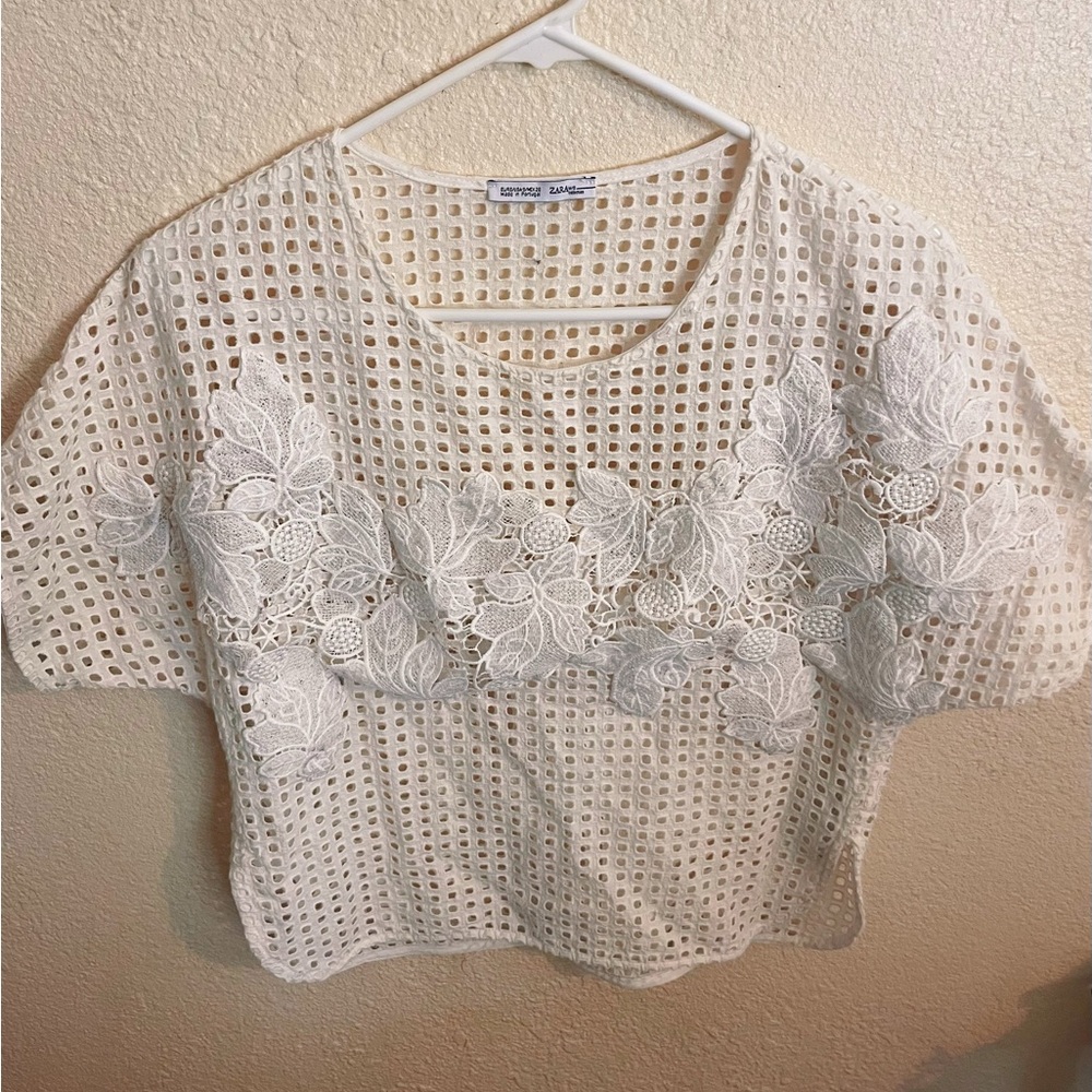 Zara White lace crop top with a boho touch size:S